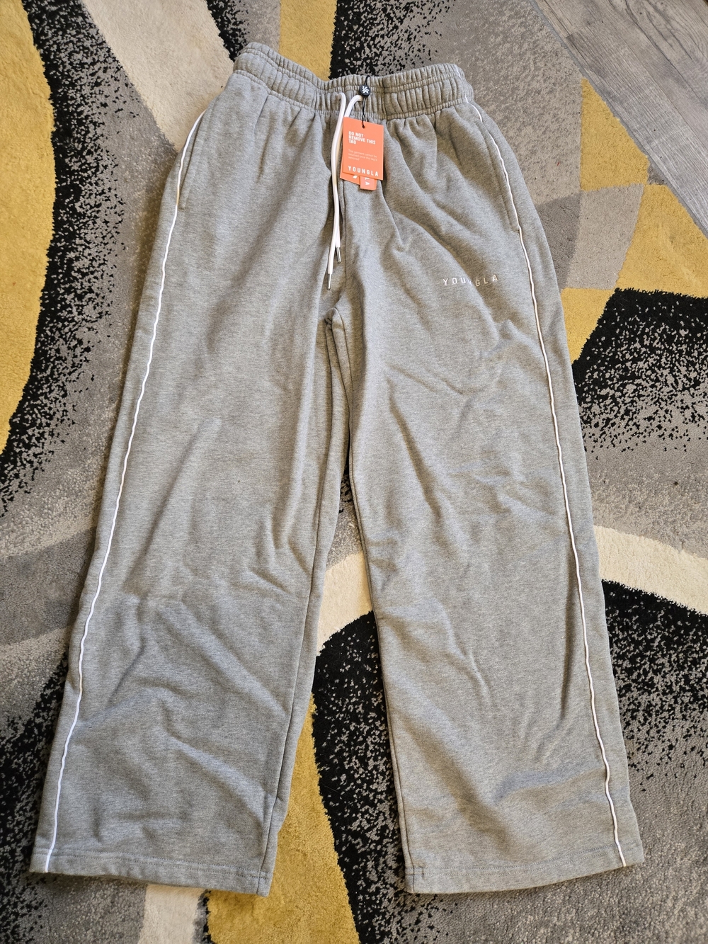 YoungLA Grey Sweatpants with White Piping